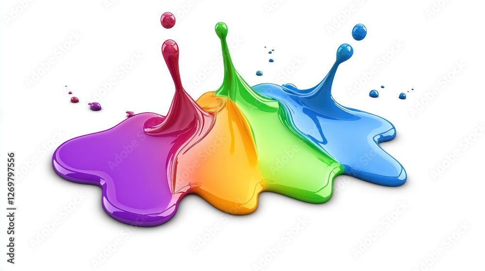 Poster Rainbow Paint Splashes Create Vibrant Colorful Pattern
