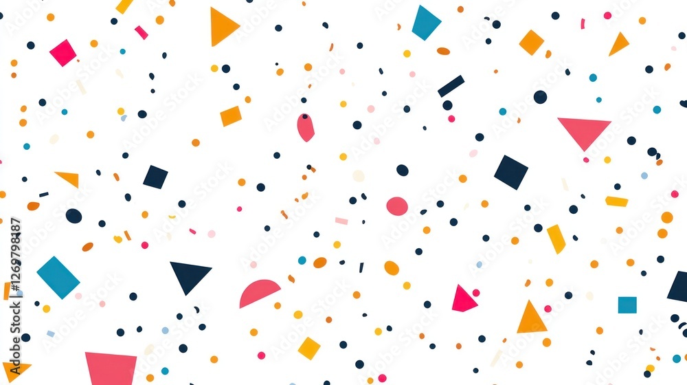 Poster abstract colorful geometric shapes scattered background