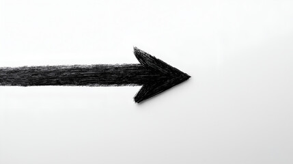 Directional guidance, clarity, black arrow pointing to the right isolated on a white background