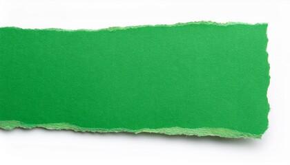 green piece of ripped paper edge cardboard texture isolated on white background