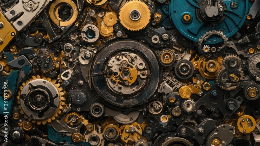 Poster Intricate Clockwork Gears Mechanism Displaying Complex Design
