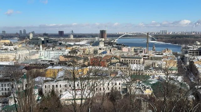 Panorama of Kyiv city capital of Ukraine, Podol district.