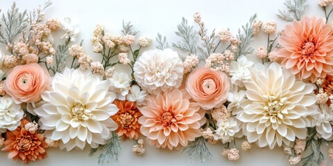 Delicate flower arrangement with light pastel tones for elegant event stationery.