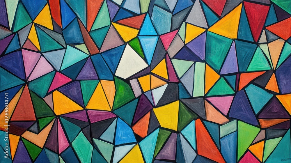 Poster Abstract Colorful Triangle Pattern Painting