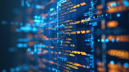 Image Of Computer Code On Blue Background