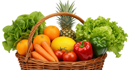 frutas e verduras no fundo transparente