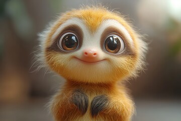 Fototapeta premium Cute and playful creature with big eyes posing joyfully in a cheerful setting