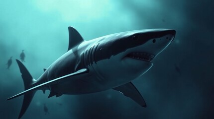 Fototapeta premium Great White Shark Underwater Image Stunning Ocean Predator