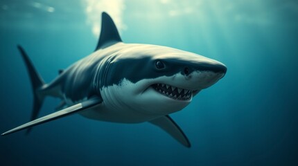 Fototapeta premium Great White Shark Underwater Image Stunning Ocean Predator
