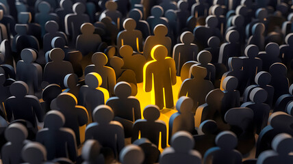 Obraz premium Two Glowing Figures Stand Out in a Crowd