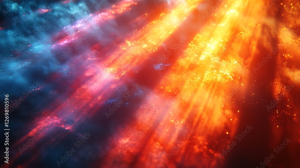 Wall mural dazzling array of colorful light beams symbolizing artistic storytelling and motion