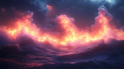 Fototapeta premium High energy film creativity concept with bursting neon colors and glowing waves