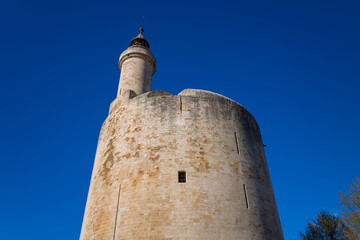 The Tower of the Burgundians in Aigues-Mortes in Europe, France, Occitanie, Gard, Aigues Mortes, in...