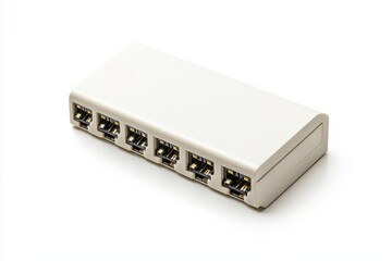 Transforming technology: A vintage six-port USB hub on a clean, minimalist background isolated on transparent background