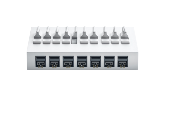 A sleek multi-port USB hub designed for efficient connectivity and modern workspace organization isolated on transparent background