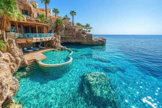 A beach in Nabq Bay, Egypt, clear water, tropical and serene