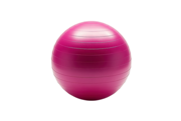 A vibrant pink exercise ball resting on a clean surface, inviting fitness and wellness exploration isolated on transparent background