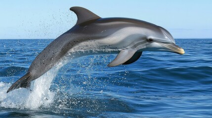 A Striped Dolphin Leaps Gracefully Through Ocean Waves