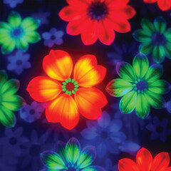 Neon Blooms: A Glowing Floral Fantasy