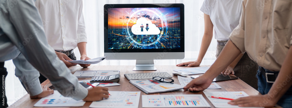 Aufkleber Cloud computing software for brisk remote work and personal data storage