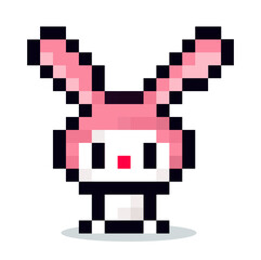 rabbit cartoon kawaii game character in pixel art