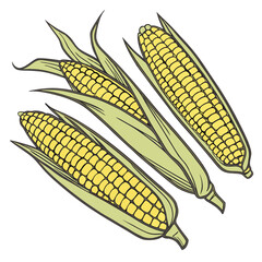 Grilled Corn on the Cob with Butter & Seasoning Vector Illustration