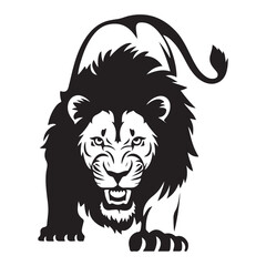 Roaring Lion in Black and White – Bold Tribal-Inspired Art