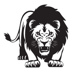 Wild Lion Attack Pose – High-Quality Digital Vector