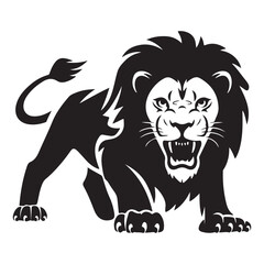 Wild Lion Attack Pose – High-Quality Digital Vector