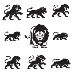 Fierce Lion Illustration – Bold Black and White Vector Art