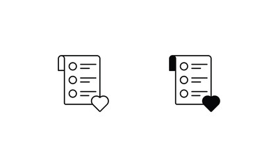 Add To Wishlist icons set line and glyph vector icon