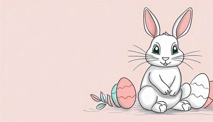 Fototapeta premium easter bunny and eggs - easter card, background or wallpaper (illustration)