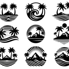vector set of tropical island icons