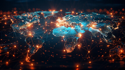 Obraz premium Global Network: Interconnected World of Data and Communication