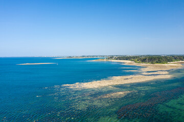 Trehennarvour cove in Saint-Philibert in Europe, France, Brittany, Morbihan, Saint Philibert, in summer, on a sunny day.