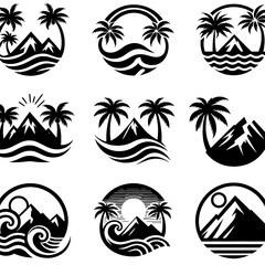 vector set of tropical island icons