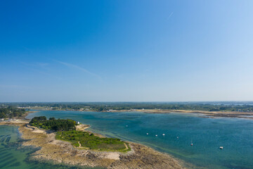 Trehennarvour cove in Saint-Philibert in Europe, France, Brittany, Morbihan, Saint Philibert, in summer, on a sunny day.
