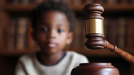 Gavel in focus representing child custody, juvenile law, or foster care issues