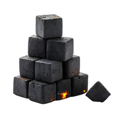 Display of dark charcoal in different forms and shapes