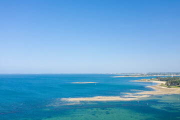 Trehennarvour cove in Saint-Philibert in Europe, France, Brittany, Morbihan, Saint Philibert, in summer, on a sunny day.