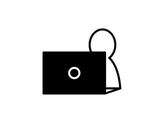 ノートパソコン操作中の人物アイコン