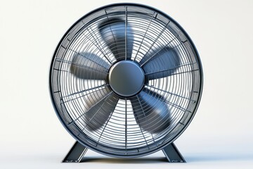 A detailed look at a vintage metal fan creating a cool breeze in a sunlit room isolated on transparent background