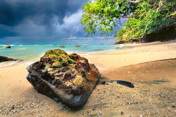 View from the beach to the sea