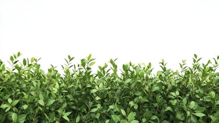 Obraz premium Fresh Green Bush Hedge Isolated on White – Natural Foliage Border for Landscaping and Graphic Design