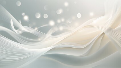 Abstract Wavy Lines with Bokeh Dots on Light Blue and Beige Background for Presentation