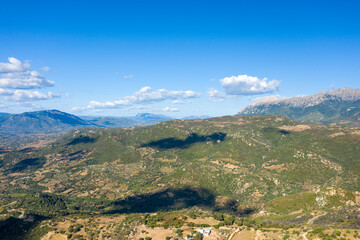 The countryside around Orgosolo in Europe, Italy, Sardinia, Orgosolo, in summer, on a sunny day.