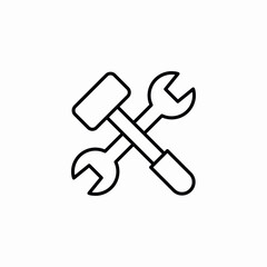 wrench hammer icon sign vector
