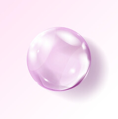 Pink bubble. Transparent hyaluronic acid. Clear collagen drops. Cosmetic serum