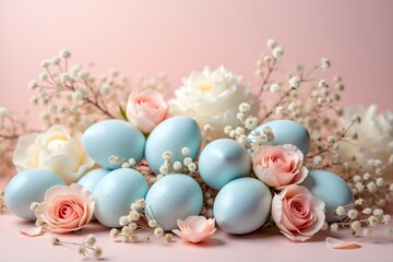 easter eggs and flowers