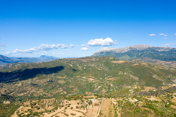 Fototapeta premium The countryside around Orgosolo in Europe, Italy, Sardinia, Orgosolo, in summer, on a sunny day.